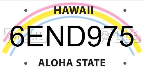6END975 Hawaii License Plate