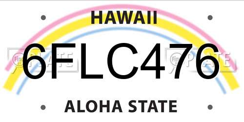 6FLC476 Hawaii License Plate