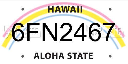 6FN2467 Hawaii License Plate
