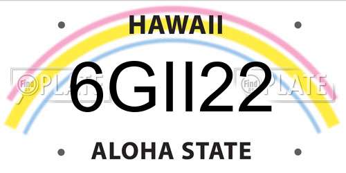 6GII22 Hawaii License Plate