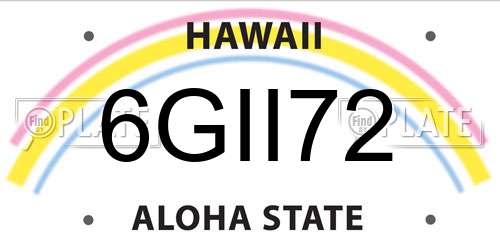 6GII72 Hawaii License Plate