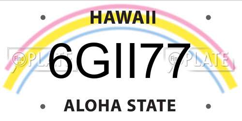 6GII77 Hawaii License Plate