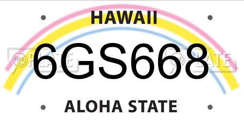 6GS668 Hawaii License Plate