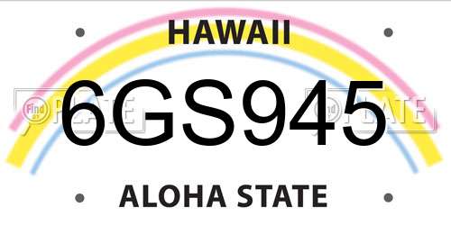 6GS945 Hawaii License Plate