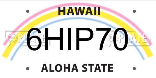 6HIP70 Hawaii License Plate