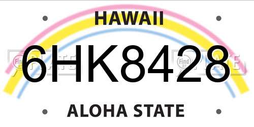 6HK8428 Hawaii License Plate