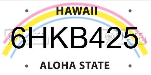 6HKB425 Hawaii License Plate