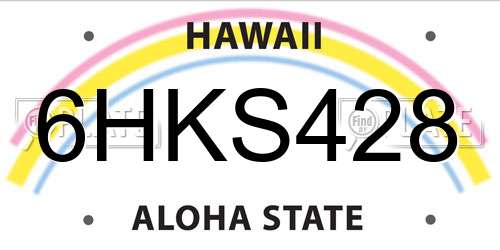 6HKS428 Hawaii License Plate