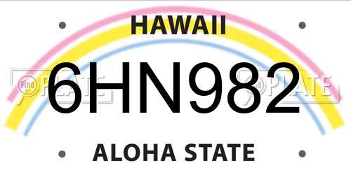6HN982 Hawaii License Plate