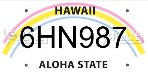 6HN987 Hawaii License Plate