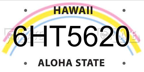 6HT5620 Hawaii License Plate
