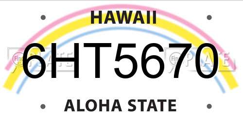 6HT5670 Hawaii License Plate