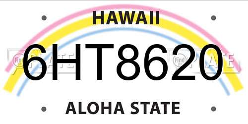 6HT8620 Hawaii License Plate