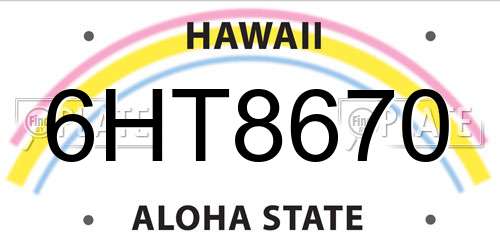 6HT8670 Hawaii License Plate