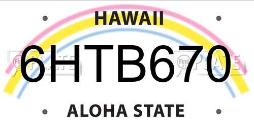 6HTB670 Hawaii License Plate