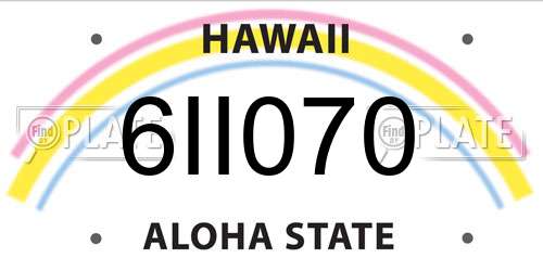 6II070 Hawaii License Plate