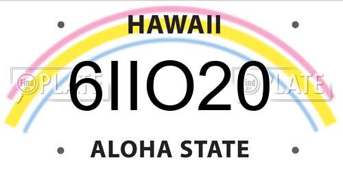 6IIO20 Hawaii License Plate