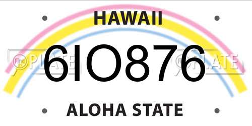 6IO876 Hawaii License Plate