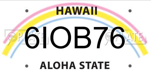 6IOB76 Hawaii License Plate