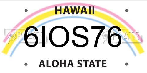6IOS76 Hawaii License Plate
