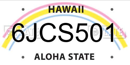 6JCS501 Hawaii License Plate
