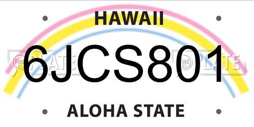 6JCS801 Hawaii License Plate