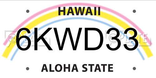 6KWD33 Hawaii License Plate