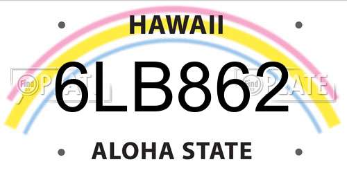 6LB862 Hawaii License Plate