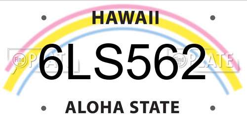 6LS562 Hawaii License Plate