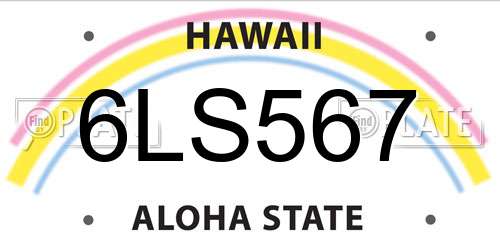 6LS567 Hawaii License Plate