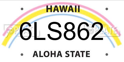6LS862 Hawaii License Plate