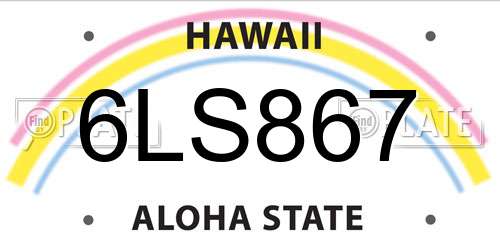6LS867 Hawaii License Plate