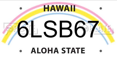 6LSB67 Hawaii License Plate
