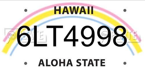 6LT4998 Hawaii License Plate