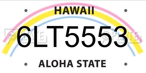 6LT5553 Hawaii License Plate