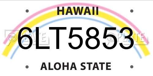 6LT5853 Hawaii License Plate