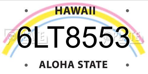 6LT8553 Hawaii License Plate