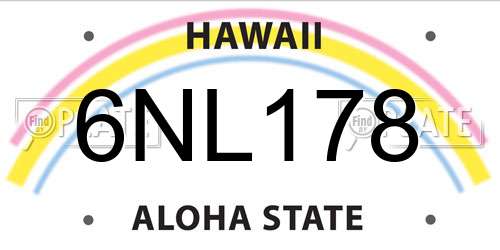 6NL178 Hawaii License Plate