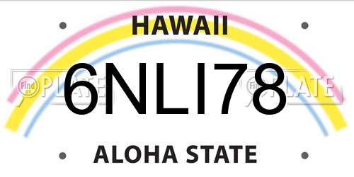 6NLI78 Hawaii License Plate