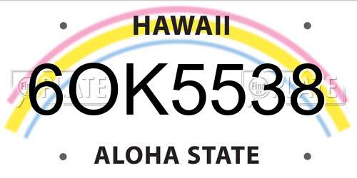 6OK5538 Hawaii License Plate