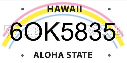 6OK5835 Hawaii License Plate