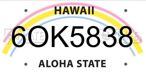 6OK5838 Hawaii License Plate