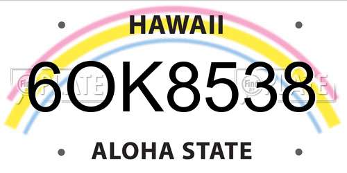 6OK8538 Hawaii License Plate
