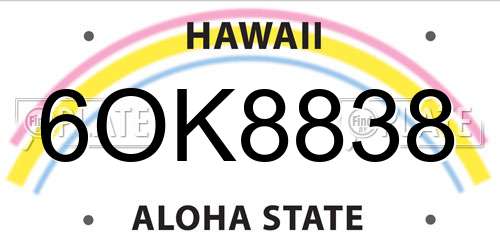 6OK8838 Hawaii License Plate