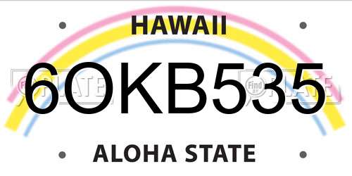 6OKB535 Hawaii License Plate