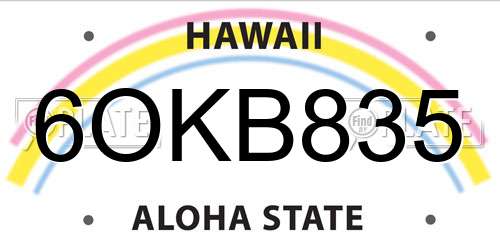 6OKB835 Hawaii License Plate