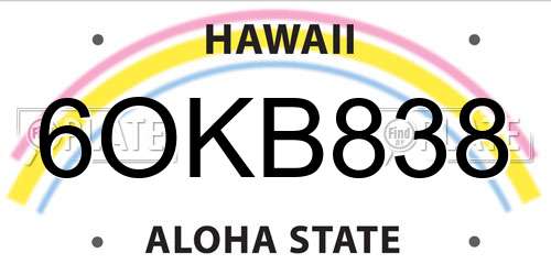 6OKB838 Hawaii License Plate