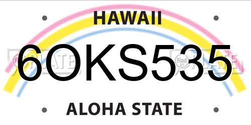 6OKS535 Hawaii License Plate