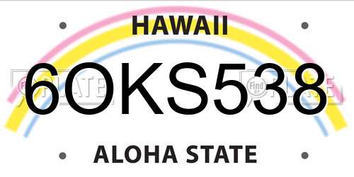 6OKS538 Hawaii License Plate