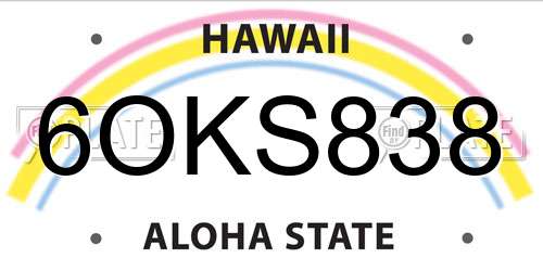 6OKS838 Hawaii License Plate